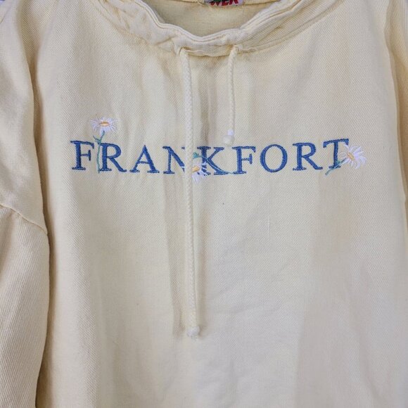 Vintage 90s Sweatshirt One Size Medium Large Frankfort Michigan Yellow Up North - Picture 3 of 7